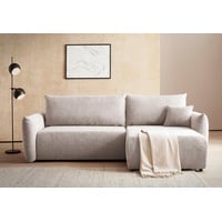 INOSIGN Ecksofa »MAVAS Schlafsofa mit Bettkasten, L-Form,«, ca.257/127cm (Liegefläche 212/145 cm), Cord, Chenille, Struktur, beige