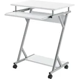 [en.casa] Rollbarer Schreibtisch 60x40x75cm Weiß Rollbar Computertisch Bürotisch PC-Tisch