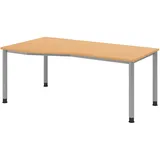 Hammerbacher höhenverstellbarer Schreibtisch buche Trapezform, 4-Fuß-Gestell silber 180,0 x 80,0/100,0 cm