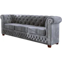 s-style möbel Harwell Sofa 3-Sitzer Chesterfield-Sofa für Wohnzimmer Lounge Couch mit verchromten Füßen Möbel Freistehende Polster Sofas & Couches Couchgarnitur Hellgrau 203 x 86 x 72 cm