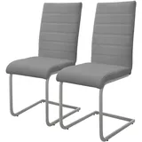 ML-Design Esszimmerstuhl Freischwinger 2Er Set Grau Kunsterlederbezug
