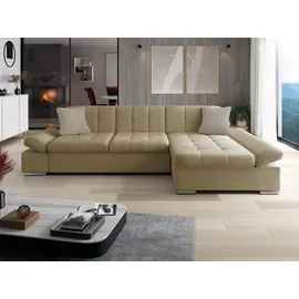 Mirjan24 Ecksofa Malwi mit Regulierbare Armlehnen, Schlaffunktion und Bettkasten, L-Form Sofa vom Hersteller (Zetta 291 + Matana 17, Seite: - Beige