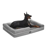 FEANDREA Hundebett Orthopädisches, Bezug abnehmbar und waschbar, rutschfeste, Hundekissen, Hundekorb, Hundesofa, erhöhte Ränder, 120 x 85 x 20 cm grau 85 cm x 120 cm