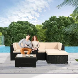 Arebos Polyrattan Gartenmöbel Lounge Palma 4 Pers. | Schwarz,