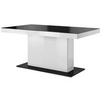 Helvetia Esstisch QUARTZ (Quartz, 1-St., 1-teilig), 165-255cm weiß Hochglanz - schwarz glas mit ausziehbaren Tischplatten weiß