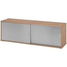bümö Lowboard, Nussbaum, Silber, Holzwerkstoff, Nussbaum, 2 Fächer, Rechteckig, 160x52x40 cm, FSC Mix, Arbeitszimmer, Aktenschränke