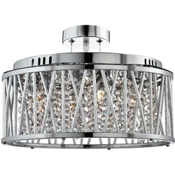 Decken Hänge Lampe Pendel Leuchte Chrom Aluminium Glas Kristalle Wohn Zimmer