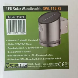 ChiliTec Solarleuchte Edelstahl 12,8 cm inkl. PIR Bewegungsmelder weiß