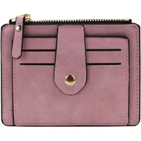 AfitLulu Geldbörse Damen mit 8 Kartenfächer, ID Fenster und Münztasche, Portemonnaie Damen Slim Geldbeutel Damen PU-Leder Portmonee Damen Brieftasche Damen mit Reißverschluß und Druckknopf (Rosa)