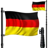 Kesser KESSER® Teleskop Fahnenmast Aluminium 6,30m Bodenhülse 60cm inkl Deutschlandfahne Höhenverstellbar Flaggenmast Mast Deutschland Flagge Alu