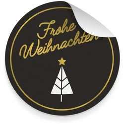itenga Aufkleber itenga 5x Aufkleber Frohe Weihnachten schwarz weiß gold 9,5 cm Durchme