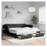vidaXL Tagesbett Ausziehbar mit Schubladen Schwarz 90x200 cm Stoff