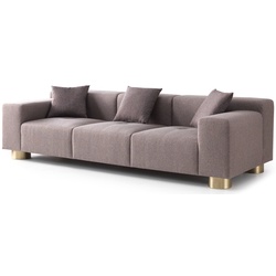 Casa Padrino Luxus Sofa Grau / Messing 260 x 100 x H. 70 cm - Wohnzimmer Sofa - Hotel Sofa - Wohnzimmer Möbel - Wohnzimmer Einrichtung - Hotel Möbel - Luxus Möbel - Luxus Einrichtung