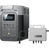 EcoFlow Delta 2 tragbare Powerstation 1024Wh, 0% VAT WLAN Stream Mikrowechselrichter 800W, LiFePO4-Batterie, Schnellladung von 0-80% in 50 Min., erweiterbar auf 3 kWh, für Zuhause, Camping und Reise