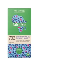 Fairafric Zartbitterschokolade mit Tigernusspulver & Mandelsplitter 70% Kakao bio