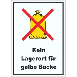 Kein Lagerort für Gelbe Säcke Aufkleber A9 (37x52mm)