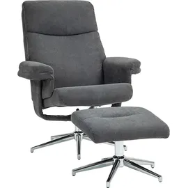 Homcom Relaxsessel Samt 78 x 106 x 85 cm Dunkelgrau mit Hocker