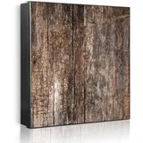 Banjado Großer Schlüsselkasten Metall 30x30cm Schwarz Scharnier Rechts 32 Haken Beschreibbar Magnetisch Motiv Altes Holz