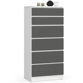Akord Kommode K60 60 x 130 x 40 cm Weiß / Graphitgrau