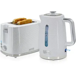Briebe Elegance Set Toaster 2 Scheiben Breite Schlitze + Wasserkocher 1,7L Elektrischer, SKT1170WHT, Weiß