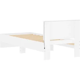 vidaXL Bettgestell mit Kopfteil und LED-Leuchten Weiß 90x190 cm