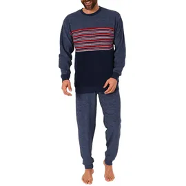 normann Frottee Pyjama Schlafanzug Bündchen Rundhals Blau 54