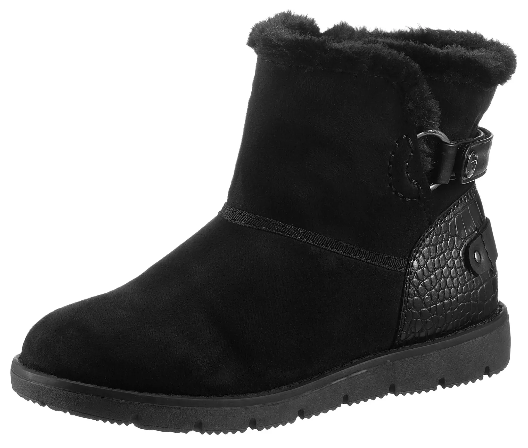 Winterboots, mit Krokoprägung an der Ferse, Gr. 39, schwarz, , 67609109-39