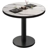 BN | Bistrotisch | Ø:H 60 x 72 cm | Schwarzer Rand | Weiß Marmor / Schwarz | Rund