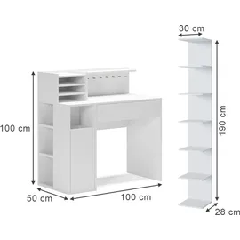 Vicco Schreibtisch, Weiß, 2 Teile, mit Bücherregal