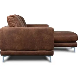 Konsimo Linke Ecksofa zeitloses Desig hohe Beine "HOLCO", Braun, Öko-Leder/Schaum, Elegant, 264x82x162 cm