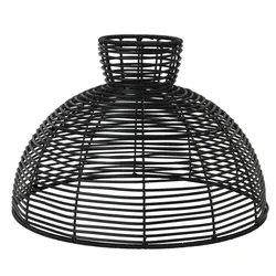 StarTrading Lampenschirm rund wetterfest Rattanoptik f. E27 Fassungen 47cm schwarz