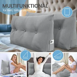 eloneo Rückenkissen – Keilkissen fürs Bett & Sofa, abnehmbarer Bezug, praktisches Seitenfach 1 St Kissen