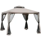 Gartenpavillon 3x3x2,6m Pavillon Gartenzelt Mit 4 Seitenwänden, Wetterfest, Metall Polyester, Grau