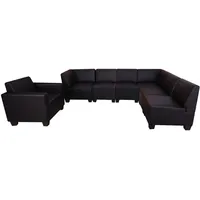 Couch-Garnitur Modular Sofa-System  Lyon 6-1, Kunstleder ~ schwarz