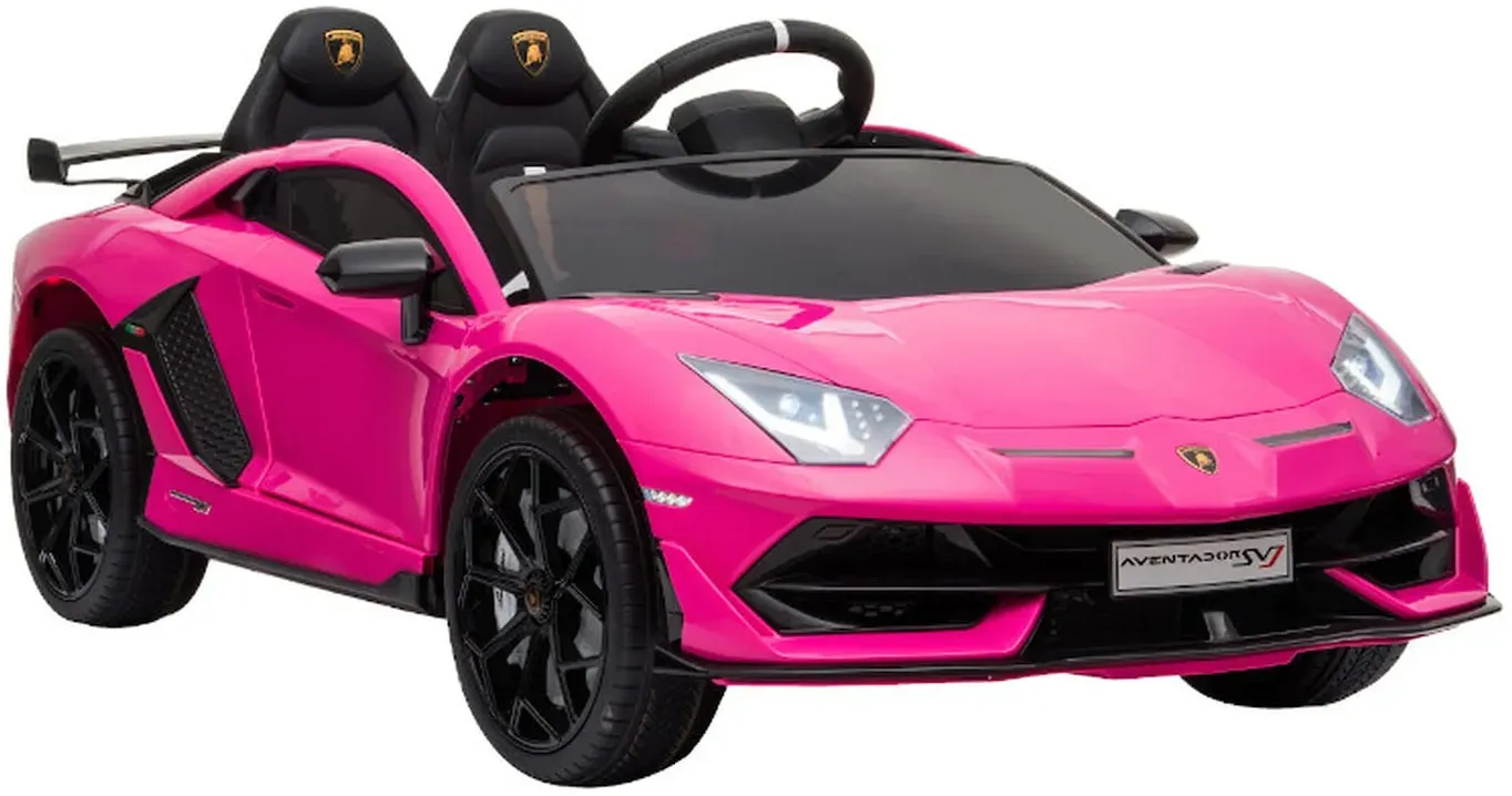 TPFLiving Elektro-Kinderauto Lamborghini Aventador SVJ Doppelsitzer schwarz - Kinderauto - Elektroauto - Ledersitz und Sicherheitsgurt