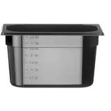 HENDI Gastronormbehälter, Temperaturbeständig von -40° bis 110°C, Skalierung, Geruchs- und geschmackneutral, 4L, Polycarbonat, GN 1/4, 265x162x150 mm, Schwarz