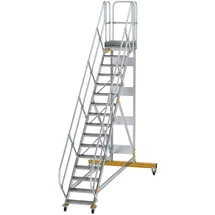 Günzburger Munk Plattformtreppe 45° fahrbar Stufenbreite 600 mm 16 Stufen Aluminium geriffelt