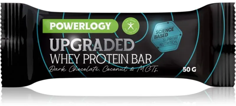 Powerlogy Upgraded Whey Protein Bar Proteinriegel mit Schokolade Geschmack Dark Chocolate 50 g