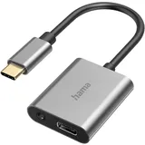 Hama 2in1 Audio-Adapter USB-C auf 3,5mm Klinke grau