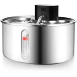 Edelstahl Katzenbrunnen Kabellos Trinkbrunnen für Katze, 3.2L Katzen Trinkbrunnen mit Bewegungsmelder ohne Strom und Akku 5000mAh, Leiser Katzen Trinkbrunnen Leicht zu reinigen BPA-frei, 2 Filter