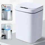 Mülleimer 16L Automatik IR Sensor Küchen Abfalleimer Schließer + Induktiver Dual-Mode ABS-Kunststoff Abfallbehälter Recycler für Küche Schlafzimmer Bad (weiß)