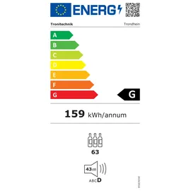 Tronitechnik TroniTechnik® Weinkühlschrank, Getränkekühlschrank, 126 Liter, 63 Flaschen, Wein Kühlschrank Edelstahl-Optik, mit LED