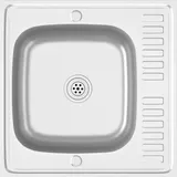 vidaXL Spüle mit Abtropffläche silber Edelstahl Handbetätigung 600 x 600 mm