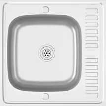 vidaXL Spüle mit Abtropffläche silber Edelstahl Handbetätigung 600 x 600 mm