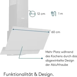 Wiggo A642 Dunstabzugshaube 60cm kopffrei I Abluft Umluft Dunstabzug 626m3/h - Touch-Display 4 Stufen I Energieeffizienzklasse A Schräghaube inkl...