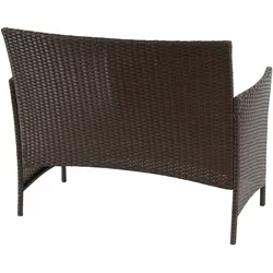 Mendler Poly-Rattan Gartenbank Halden, Sitzbank Bank ~ braun-meliert, Kissen grün