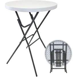 Baumarktplus Stehtisch klappbar Ø 80 cm Tischplatte Höhe 110 cm Stahlgestell Partytisch Bistrotisch in weiß