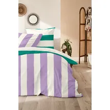 Primera Renforce-Bettwäsche Color Block Lila 155 x 220 cm + 2 x 80 x 80 cm