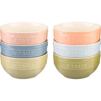 Staub 6-teiliges Keramik-Schüssel-Set, Regenbogenfarben, Mehrfarbig große Schüsseln, gemischte Farben