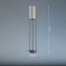 Fischer Leuchten - Stehleuchte Esszimmer 1 flammig Stehlampe schwarz silber mit Textilschirm, Metall Stoff, 1 E27 Fassung, Dxh 20x114 cm